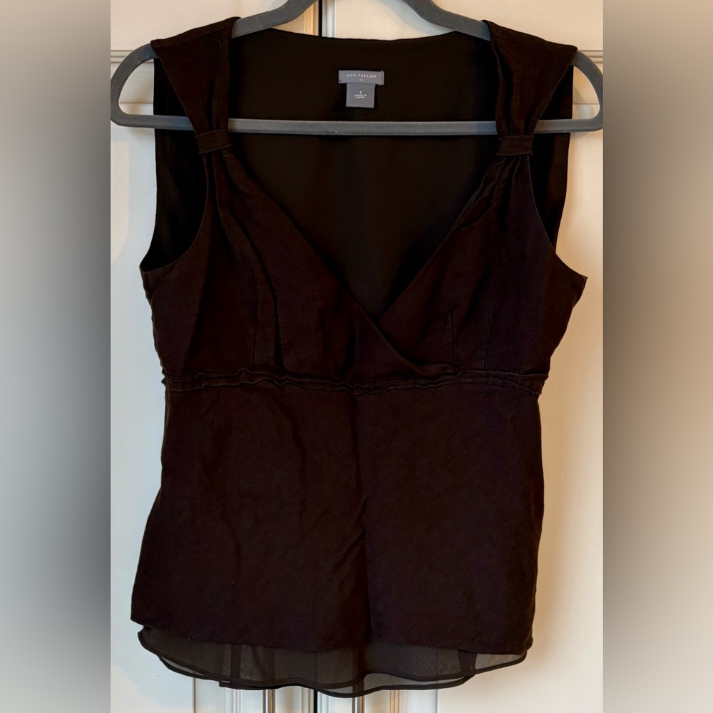 Ann Taylor Brown Tank with Sheer underlay sz 8